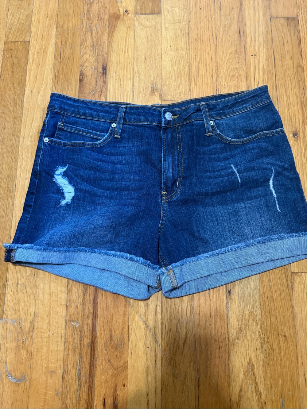 Just Black Dark Blue Rolled-Hem Jean Shorts